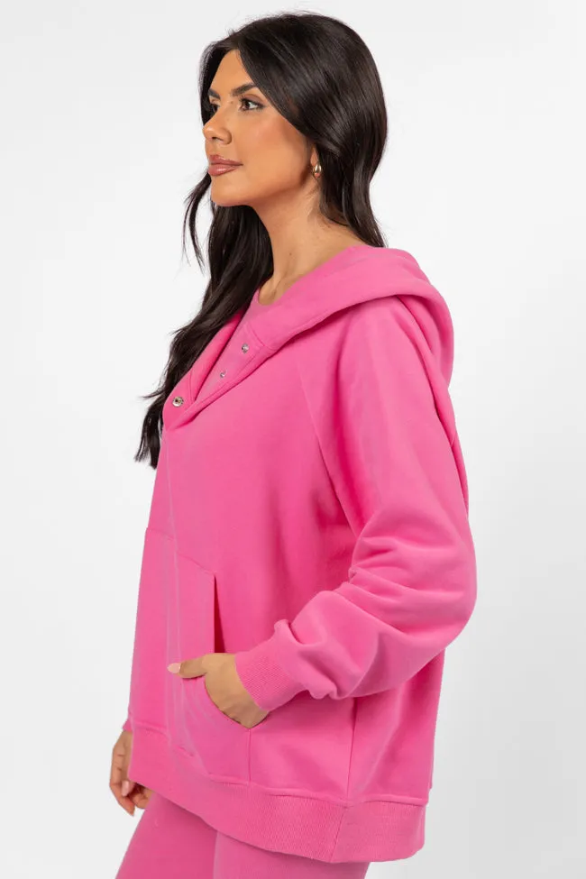 Outta Sight Pink Button Detail Hooded Pullover FINAL SALE
