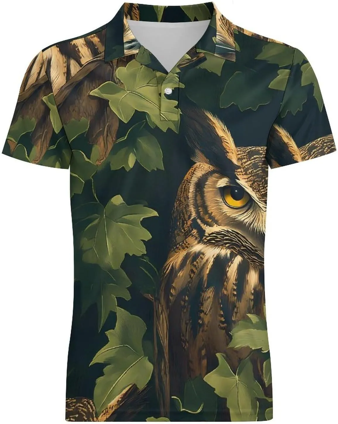 Owls in The Leaves Men's Polo-Shirt Regular-Fit Short Sleeve Sports Quick Dry Golf Tennis T-Shirt