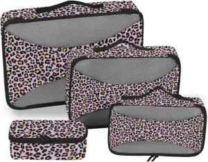Packing Cube Set of 4 Luggage Cubes for Packing Packing Cubes for Travel Women Packing Cubea Cute Leopard Print