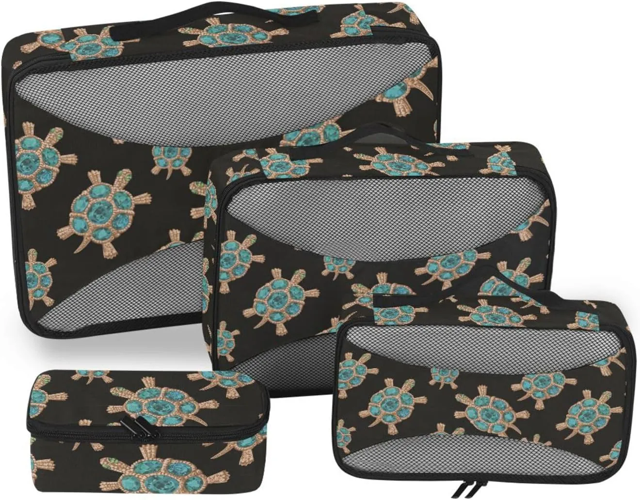 Packing Cubes 4 Set Suitcase Organizer Travel Cubes for Packing Carry on Bag Pcking Cubes Jewelry Turtle