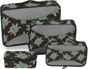 Packing Cubes 4 Set Suitcase Organizer Travel Cubes for Packing Carry on Bag Pcking Cubes Jewelry Turtle