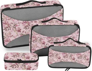 Packing Cubes for Suitcases Set of 4 Suitcase Organizer Bags Packing Cubes for Travel Women Packimg Cubes Pink Floral
