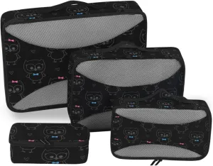 Packing Cubes for Travel Set of 4 Luggage Organizer Bags Suitcase Cubes for Packing Paxking Cubes Cute Owls