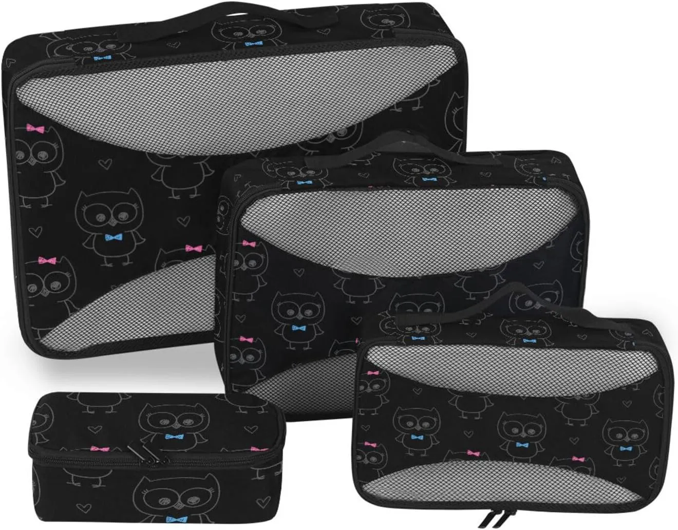 Packing Cubes for Travel Set of 4 Luggage Organizer Bags Suitcase Cubes for Packing Paxking Cubes Cute Owls