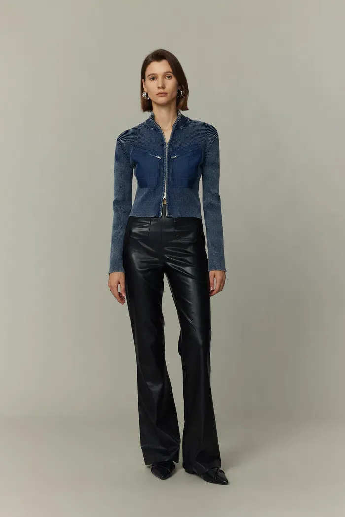 Paran Denim-Wash Cardigan in Cotton Knit