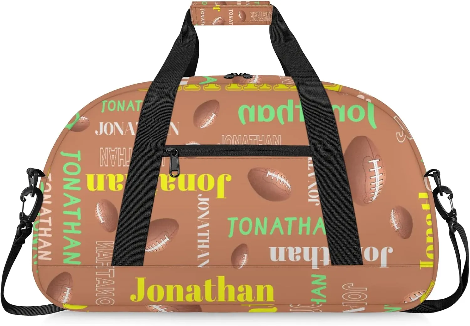 Personalized Duffle Bag - Custom Name Kids Sports Bag, Sleepover Bags for Girls, Lightweight Toddler Boys Overnight Bag for Weekender Travel Cheer Dance Ball Game, Football Text