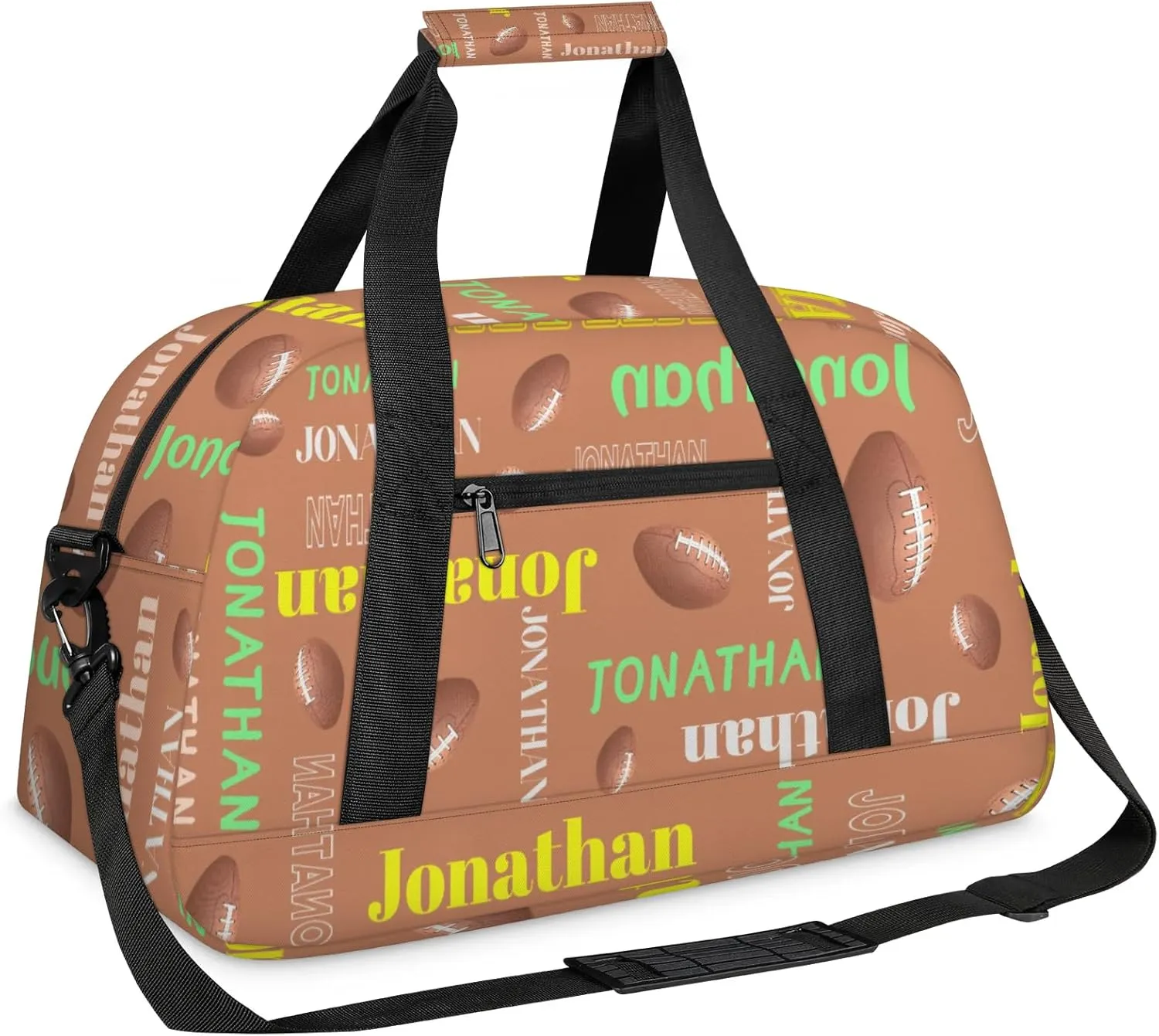 Personalized Duffle Bag - Custom Name Kids Sports Bag, Sleepover Bags for Girls, Lightweight Toddler Boys Overnight Bag for Weekender Travel Cheer Dance Ball Game, Football Text