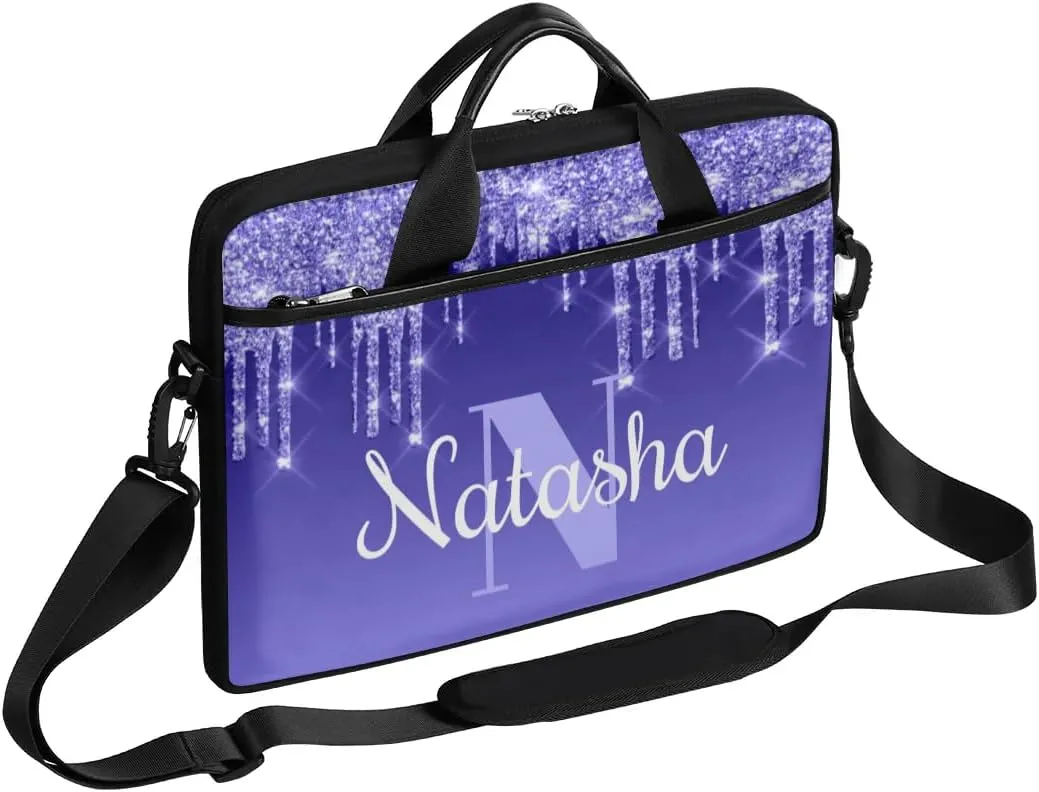 Personalized Glitter Laptop Bag Case Briefcases for Women, Custom Gift Computer Cases for Laptops, Tablet Shoulder Bag