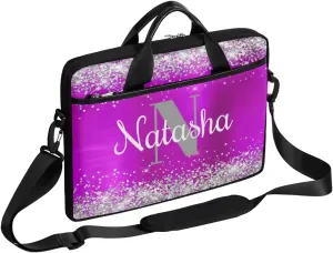 Personalized Glitter Laptop Bag Case Briefcases for Women, Custom Gift Computer Cases for Laptops, Tablet Shoulder Bag