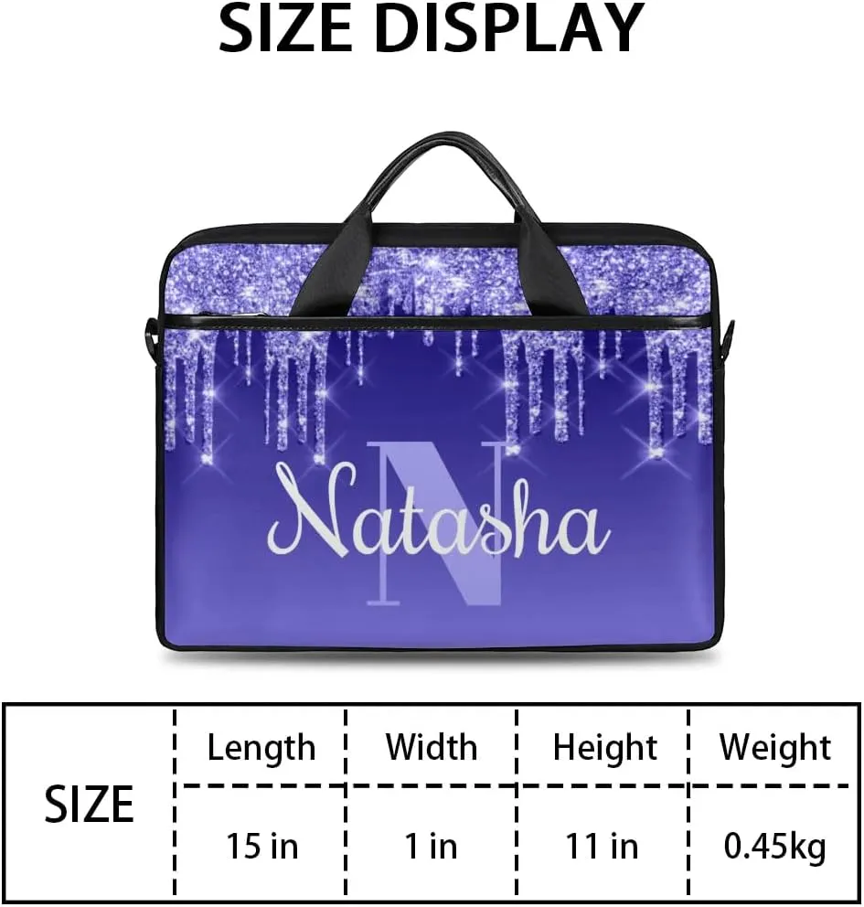 Personalized Glitter Laptop Bag Case Briefcases for Women, Custom Gift Computer Cases for Laptops, Tablet Shoulder Bag