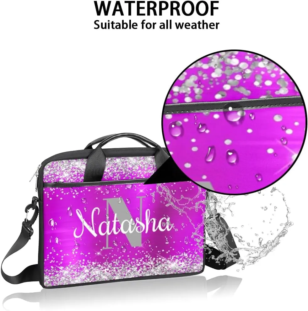Personalized Glitter Laptop Bag Case Briefcases for Women, Custom Gift Computer Cases for Laptops, Tablet Shoulder Bag