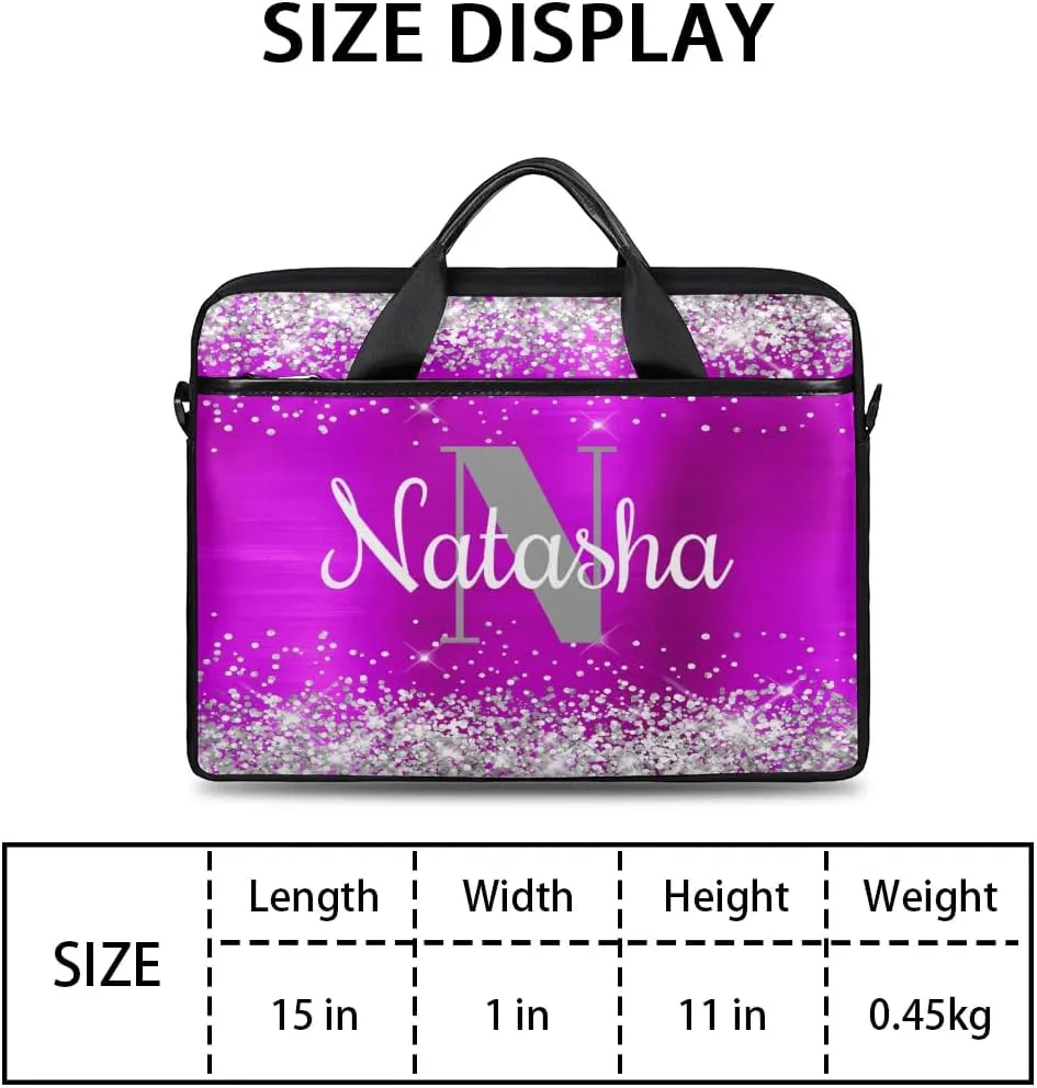 Personalized Glitter Laptop Bag Case Briefcases for Women, Custom Gift Computer Cases for Laptops, Tablet Shoulder Bag