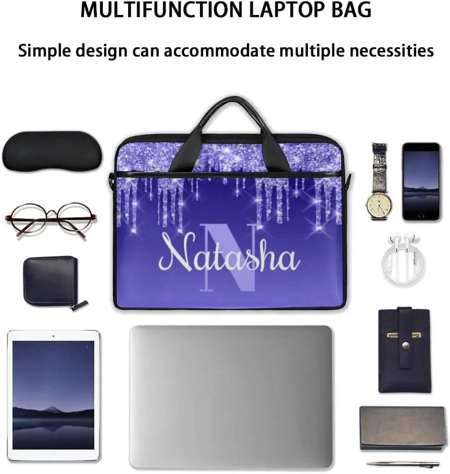 Personalized Glitter Laptop Bag Case Briefcases for Women, Custom Gift Computer Cases for Laptops, Tablet Shoulder Bag
