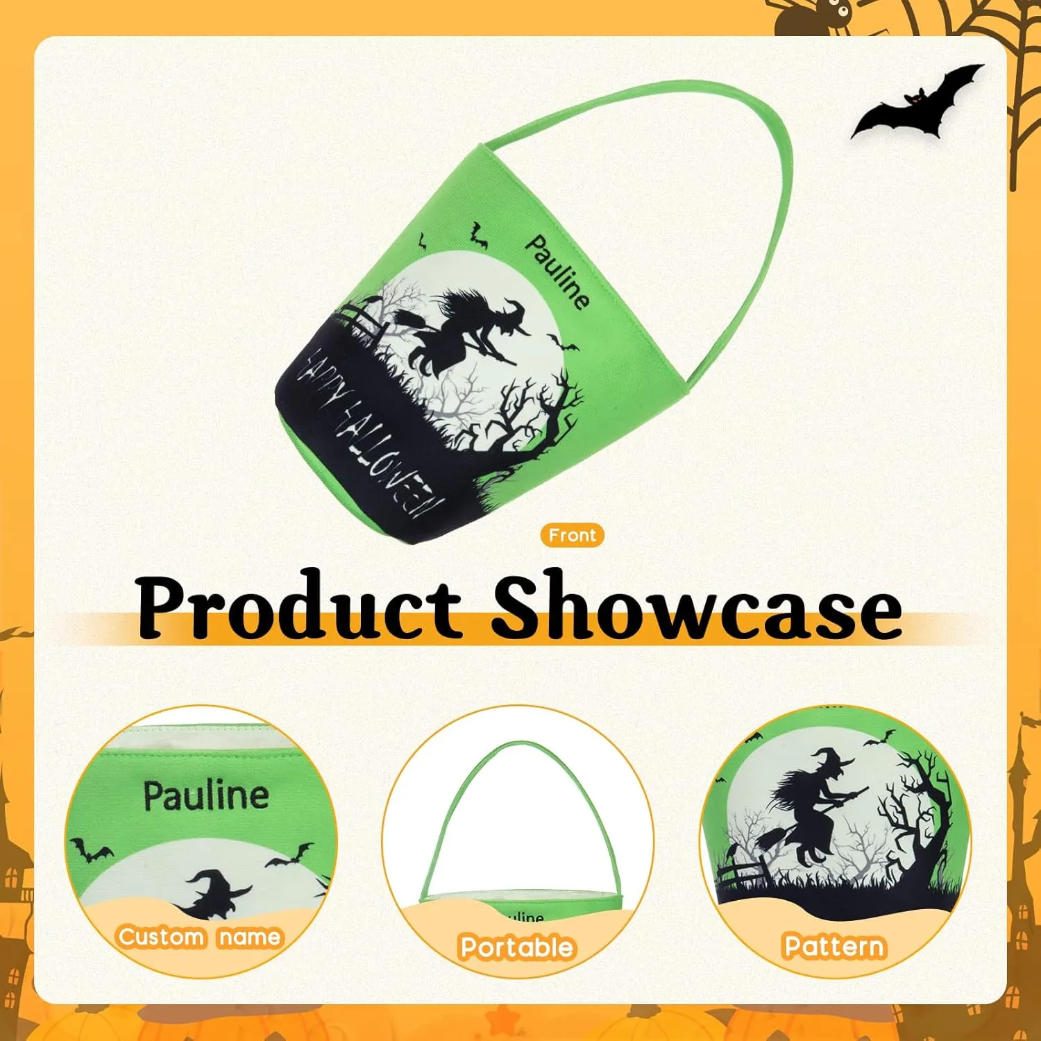 Personalized Halloween Trick or Treat Bags for Kids Halloween Candy Bags Halloween Custom Name Embroidered Candy Basket