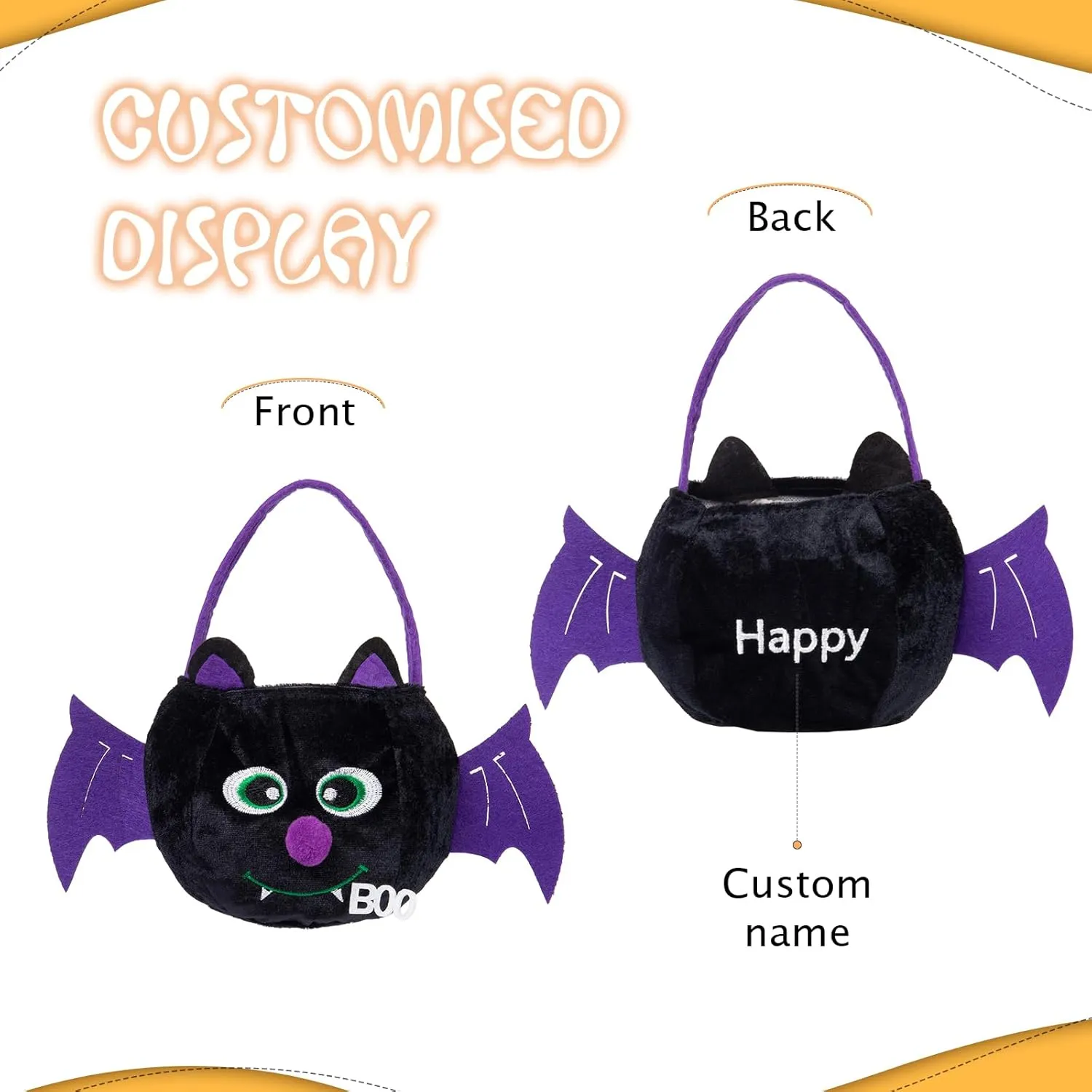 Personalized Halloween Trick or Treat Bags for Kids Halloween Candy Bags Halloween Custom Name Embroidered Candy Basket