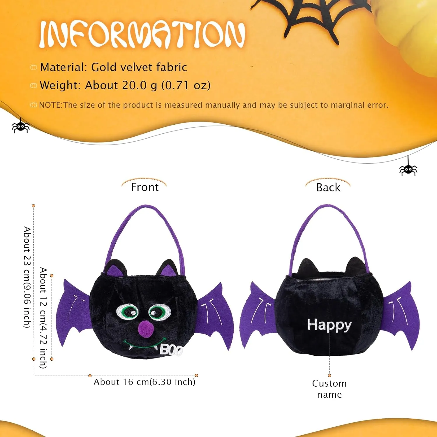Personalized Halloween Trick or Treat Bags for Kids Halloween Candy Bags Halloween Custom Name Embroidered Candy Basket