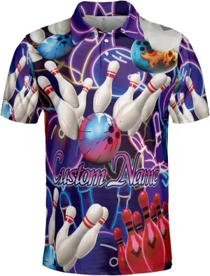 Personalized Men's Bowling Polo Shirts - Quick Dry Short Sleeve Polo Shirts for Bowling Tournaments Series 01