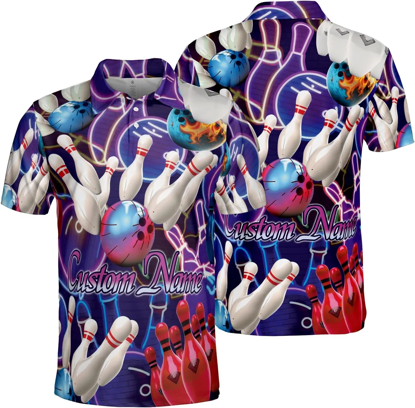 Personalized Men's Bowling Polo Shirts - Quick Dry Short Sleeve Polo Shirts for Bowling Tournaments Series 01