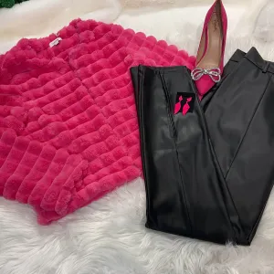 pink faux fur bubble coat