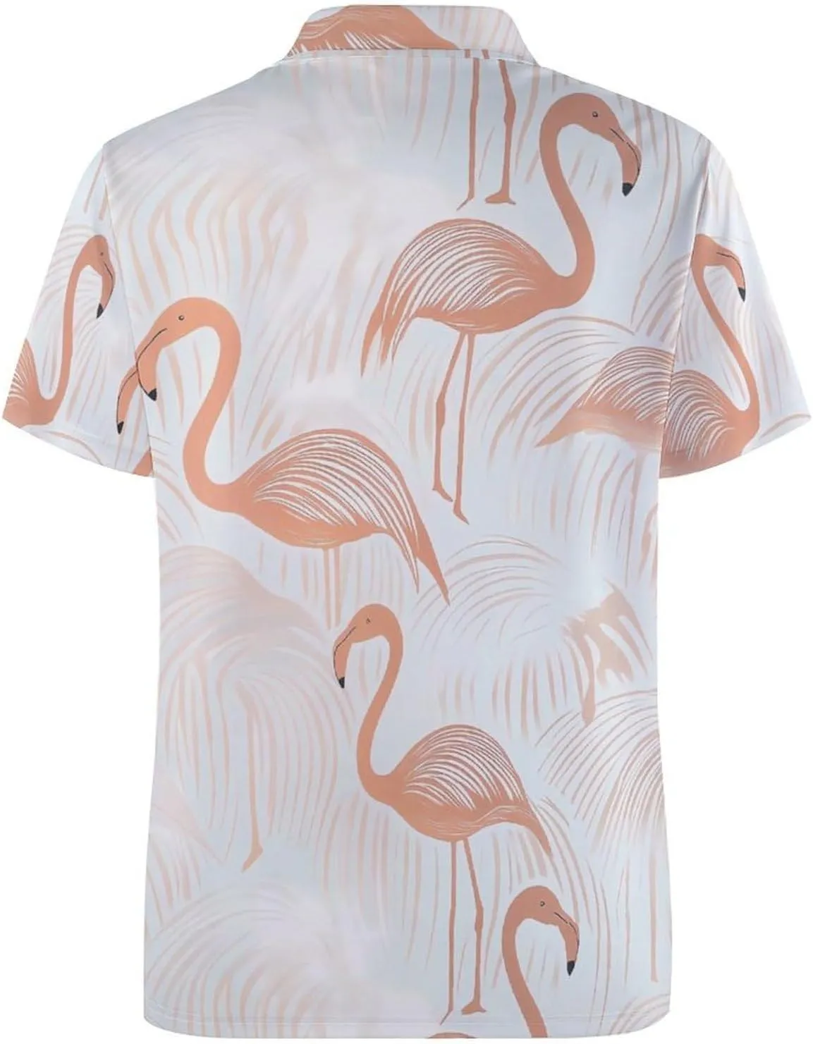 Pink-Flamingoes Pattern Mens Polo Shirts Quick Dry Short Sleeve T-shirts Slim Tennis Collared Tees Tops