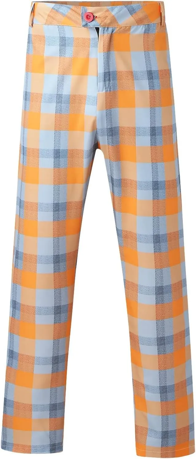 Plaid Dress Pants for Men Casual Slim Fit Chinos Pants Stretch Lightweight Business Pencil Pants Work Trousers with Pockets