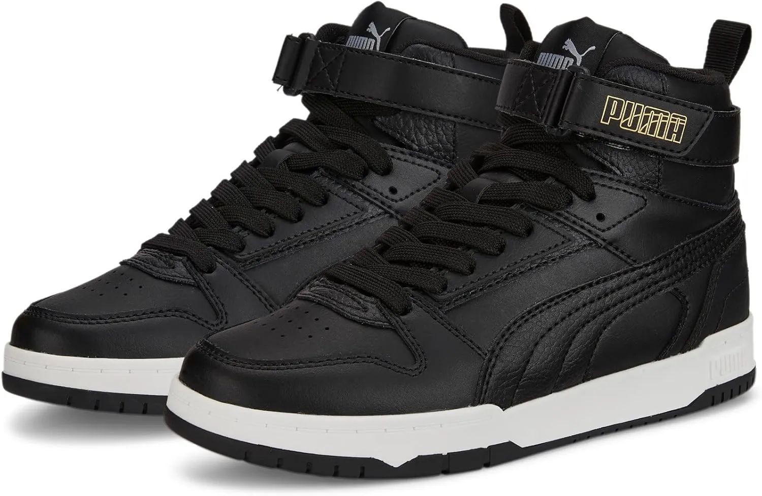 PUMA Mid Shoes RBD Game Sneaker, Black-Team Gold, 5 US Unisex Big Kid