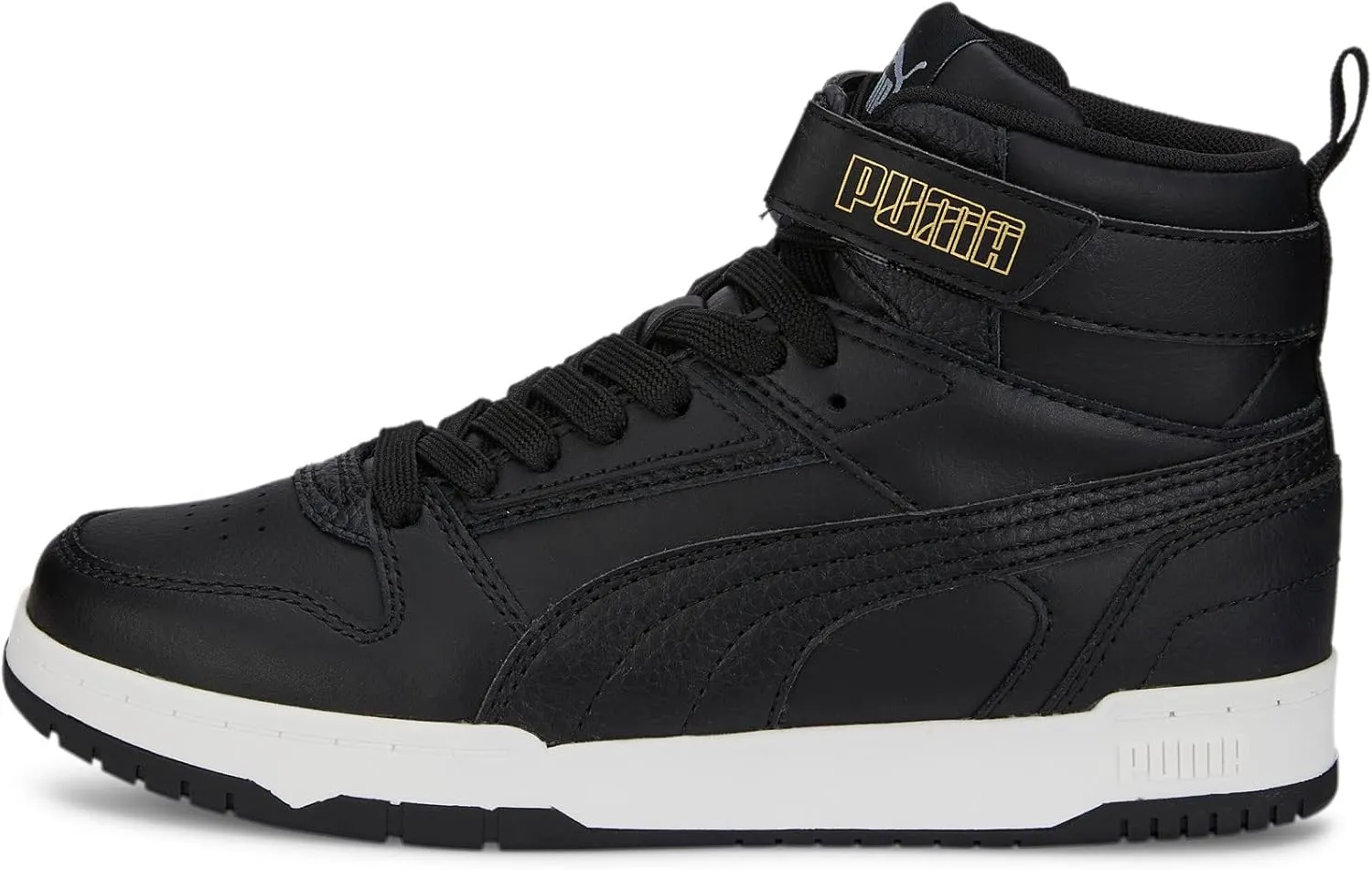 PUMA Mid Shoes RBD Game Sneaker, Black-Team Gold, 5 US Unisex Big Kid