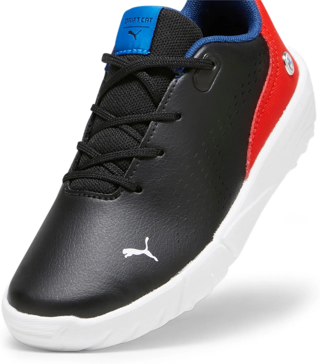 PUMA Unisex-Child Alternative Closure Shoes BMW M Motorsport Drift Cat Decima Hook and Loop Sneaker, Black/Pop Red White, 11.5 US Little Kid