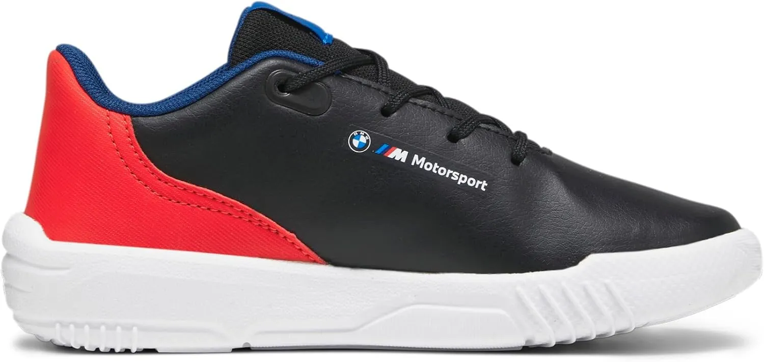PUMA Unisex-Child Alternative Closure Shoes BMW M Motorsport Drift Cat Decima Hook and Loop Sneaker, Black/Pop Red White, 11.5 US Little Kid