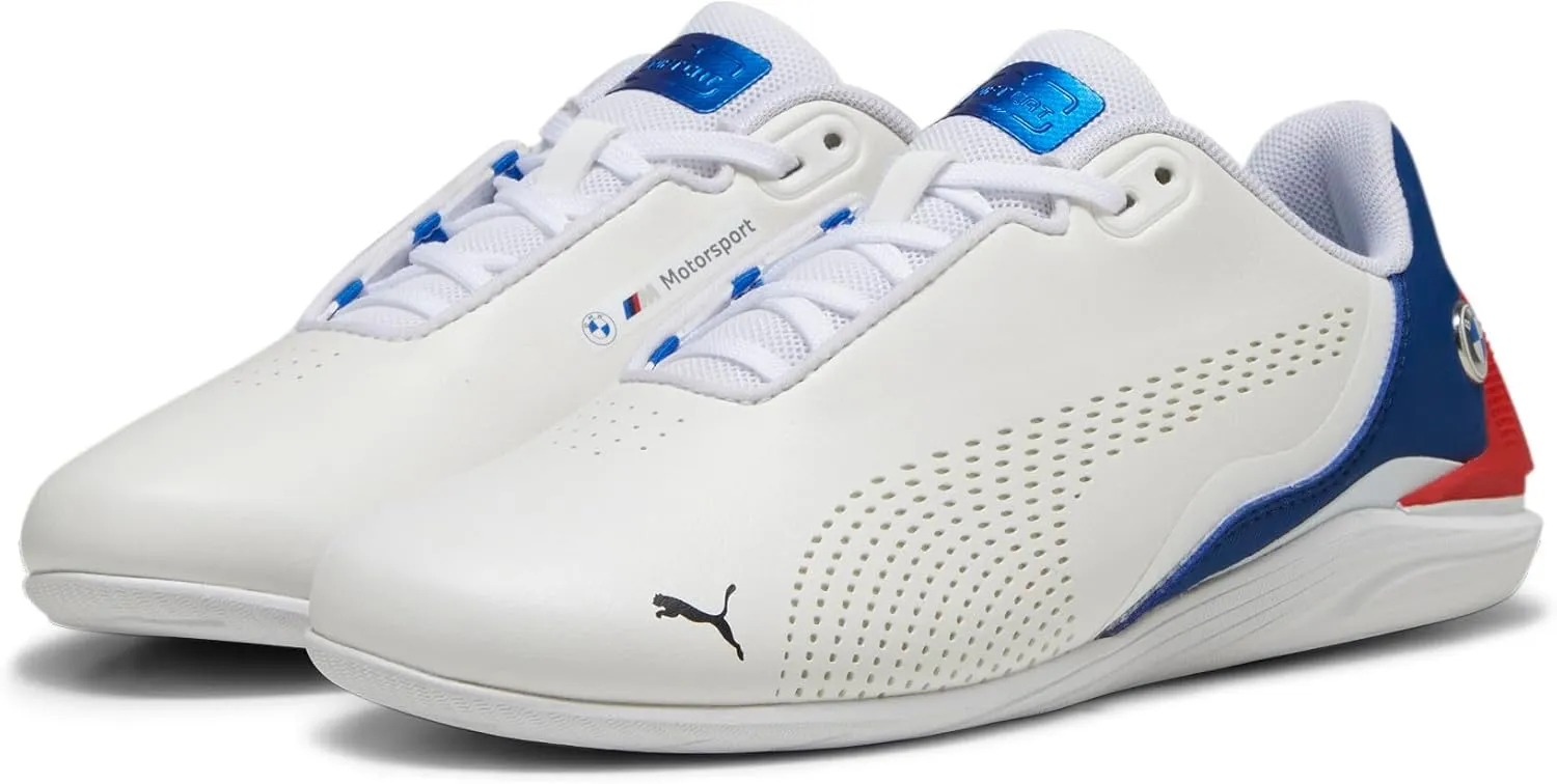 PUMA Unisex-Child M Motorsport Drift Cat Hook and Loop Shoes Kids BMW Sneaker, White-Pro Blue, 4 US Toddler