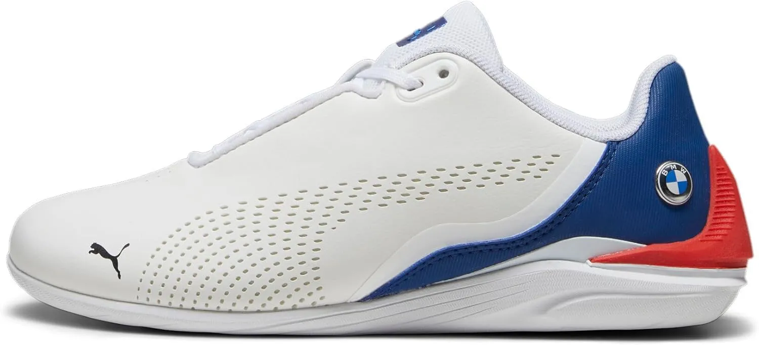PUMA Unisex-Child M Motorsport Drift Cat Hook and Loop Shoes Kids BMW Sneaker, White-Pro Blue, 4 US Toddler