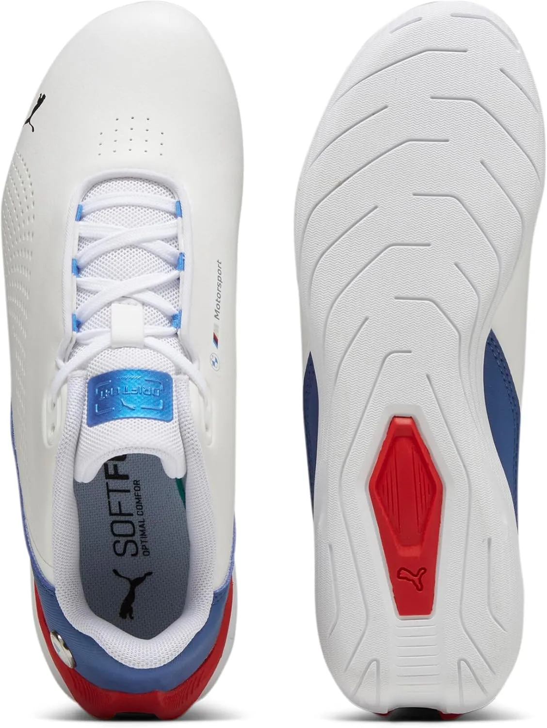 PUMA Unisex-Child M Motorsport Drift Cat Hook and Loop Shoes Kids BMW Sneaker, White-Pro Blue, 4 US Toddler