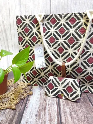 Red and White Geometric Tote Bag