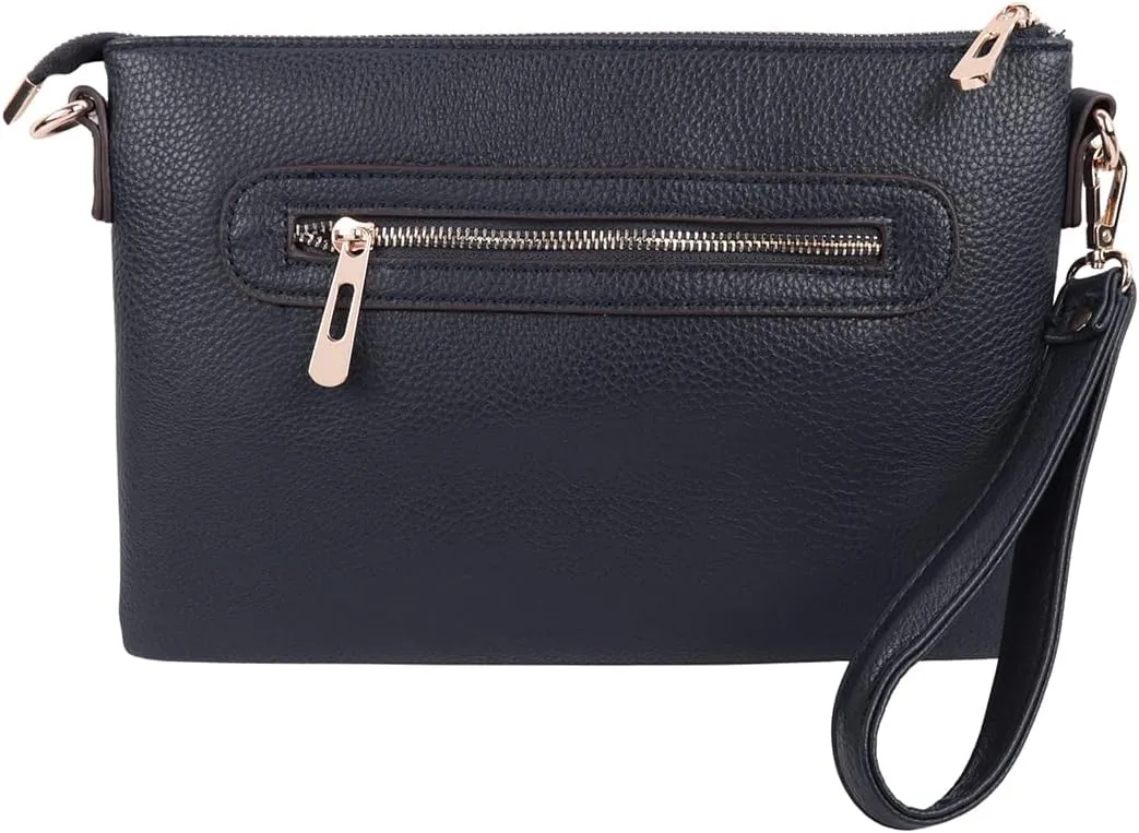 RIAH FASHION Convertible Vegan Leather Oversized Clutch Bag - Travel Tablet Purse Pouch Messenger Wristlet, Crossbody