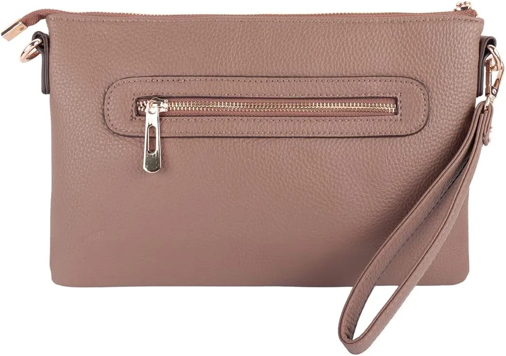 RIAH FASHION Convertible Vegan Leather Oversized Clutch Bag - Travel Tablet Purse Pouch Messenger Wristlet, Crossbody