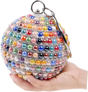 SAFIGLE Gold Clutch Purse for Women Spherical Evening Bag Fashion Handbag Small Size 26x12x12cm Wedding Purse for Women
