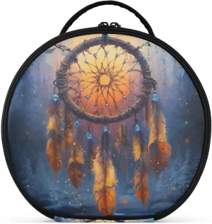 senya Round Cosmetic Pouch Travel Makeup Train Case Organizer Bag Portable Makeup Brushes Toiletry Jewelry Accessories Dreamcatcher Pattern