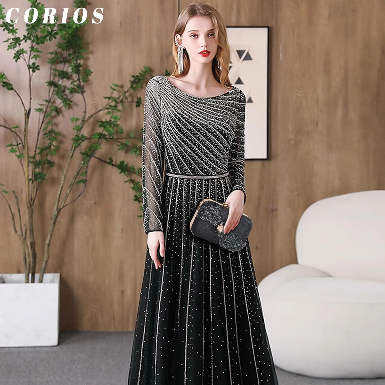 Sequin Clutch Bag Pleated Evening Bag for Women Bridal Wedding Purse Rhinestone Handbag Crystal Shoulder Bag