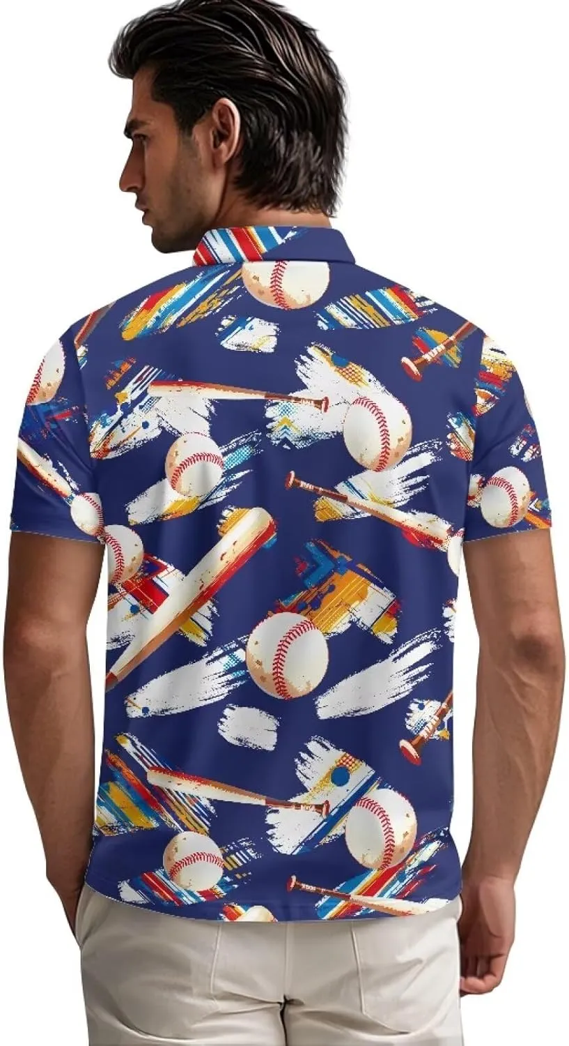 Shirts for Men Short Sleeve Outdoor Golf Shirt Summer Zipper Athletic Tennis Shirt Casual Slim Fit Golf Shirts
