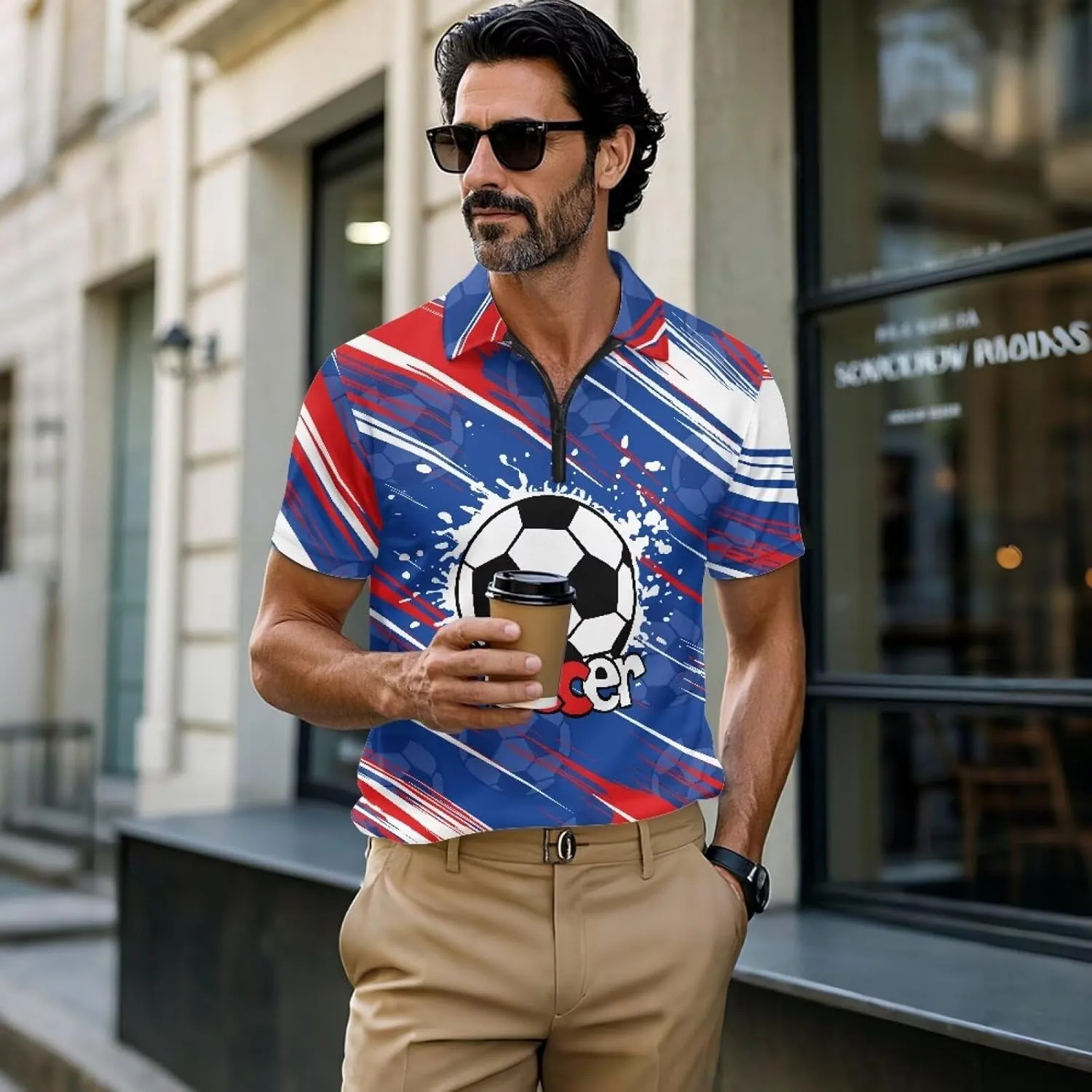 Shirts for Men Short Sleeve Outdoor Golf Shirt Summer Zipper Athletic Tennis Shirt Casual Slim Fit Golf Shirts