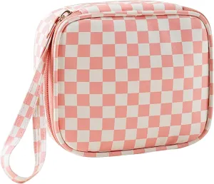 Small Makeup Bag for Purse Portable Mini Makeup Organizer Waterproof Cosmetic Pouch for Coin Lipstick Jewelry Little Cosmetic Bag with Zipper for Women Pink