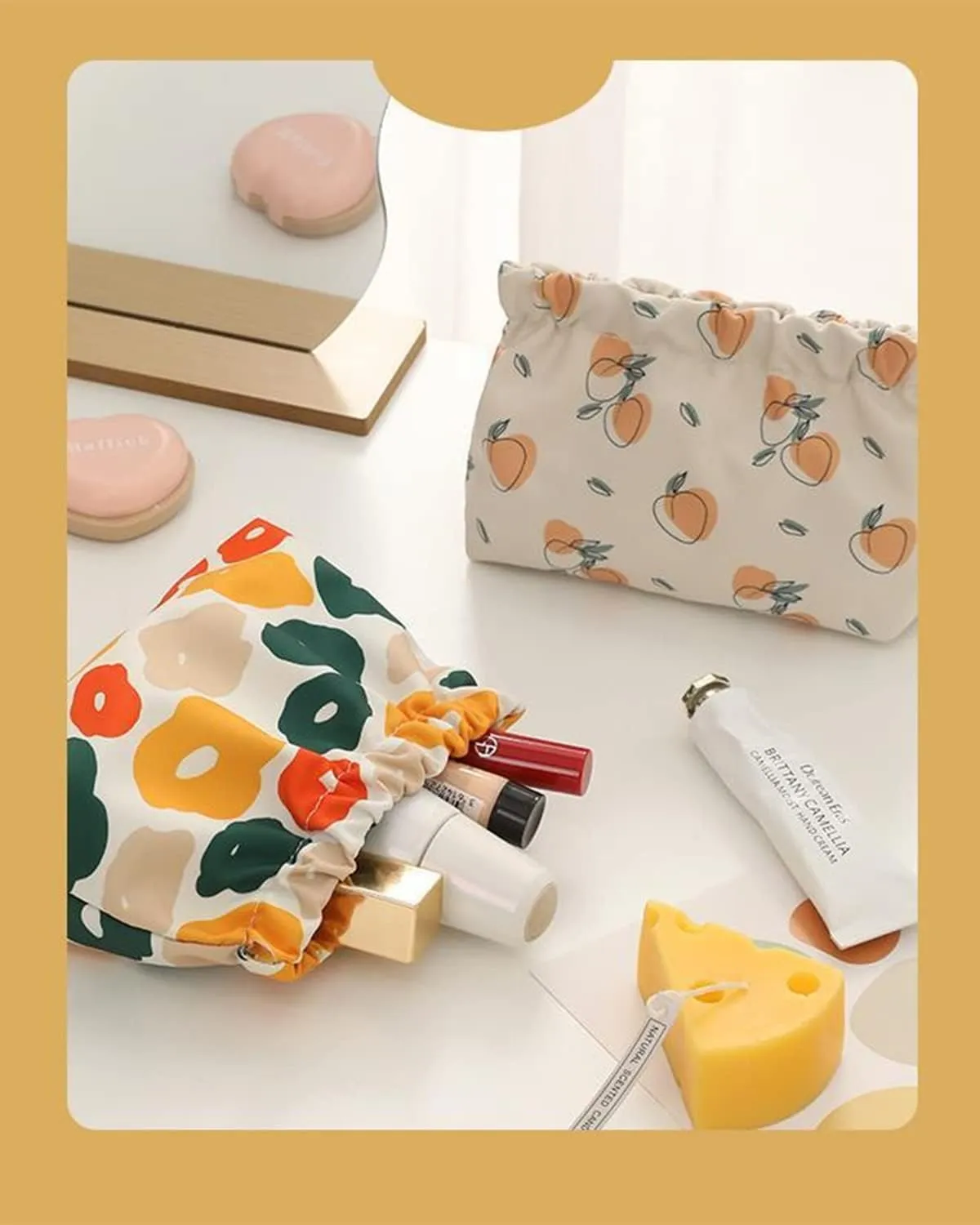 Small Pouches for Purse, 3pcs Portable Mini Makeup Bag, No Zipper Self-closing Accessories Organizer for Cosmetics Headphones Jewelry (D)