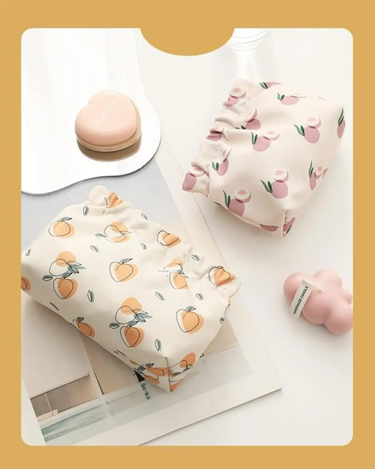 Small Pouches for Purse, 3pcs Portable Mini Makeup Bag, No Zipper Self-closing Accessories Organizer for Cosmetics Headphones Jewelry (D)