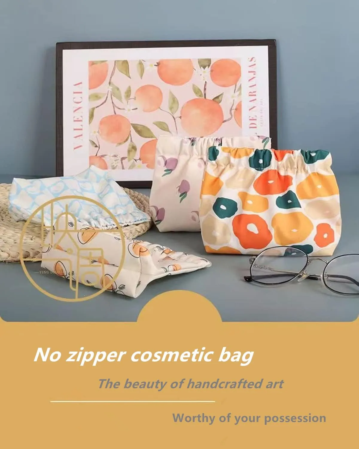 Small Pouches for Purse, 3pcs Portable Mini Makeup Bag, No Zipper Self-closing Accessories Organizer for Cosmetics Headphones Jewelry (D)