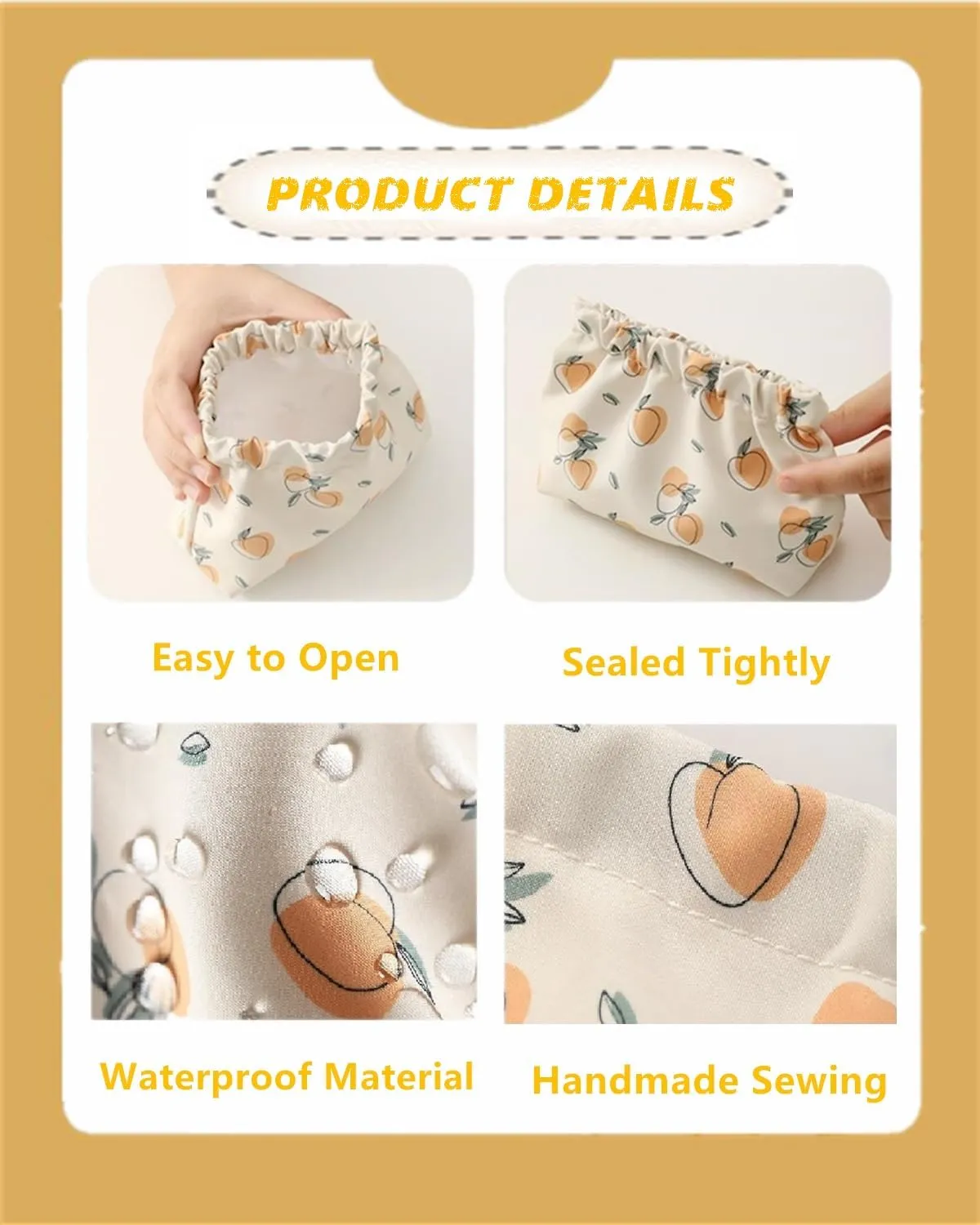 Small Pouches for Purse, 3pcs Portable Mini Makeup Bag, No Zipper Self-closing Accessories Organizer for Cosmetics Headphones Jewelry (D)