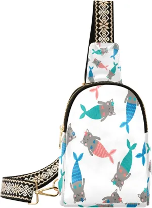 Small Sling Bag Waist Packs Leather Crossbody Packs Chest Bag Special Cat for Women Travel Belt Purse