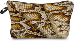 Snakeskin Cosmetic Bag Cute Small Makeup Bag Travel Toiletry Storage Organizer Zipper Pouch Snakeskin Pattern Makeup Bag Birthday Present for Snake Lovers Women Friends
