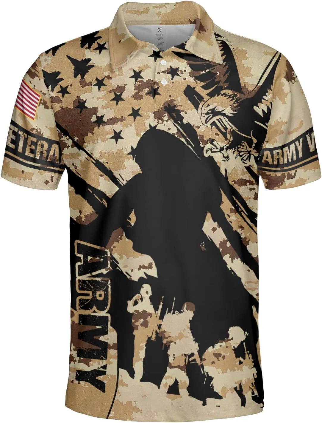 Soldier Golf Polo Shirts for Men - Veteran Mens Polo Shirts Short Sleeve Regular Fit Series 127