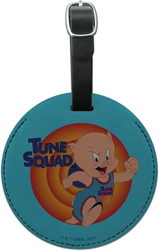 Space Jam: A New Legacy Porky Pig Round Leather Luggage Card Carry-On ID Tag