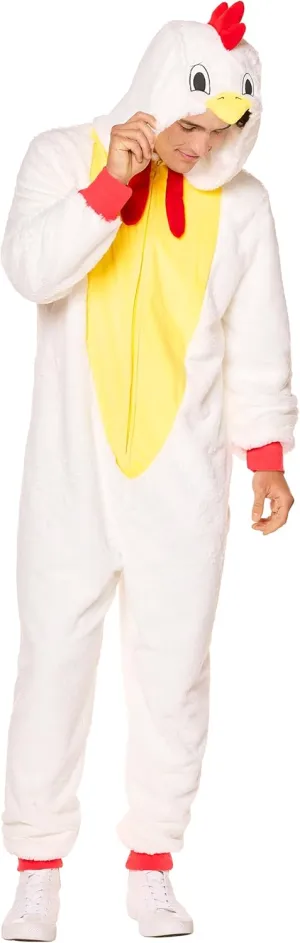 Spirit Halloween Adult Chicken Jumpsuit Costume | Animal Costume | Funny Costume